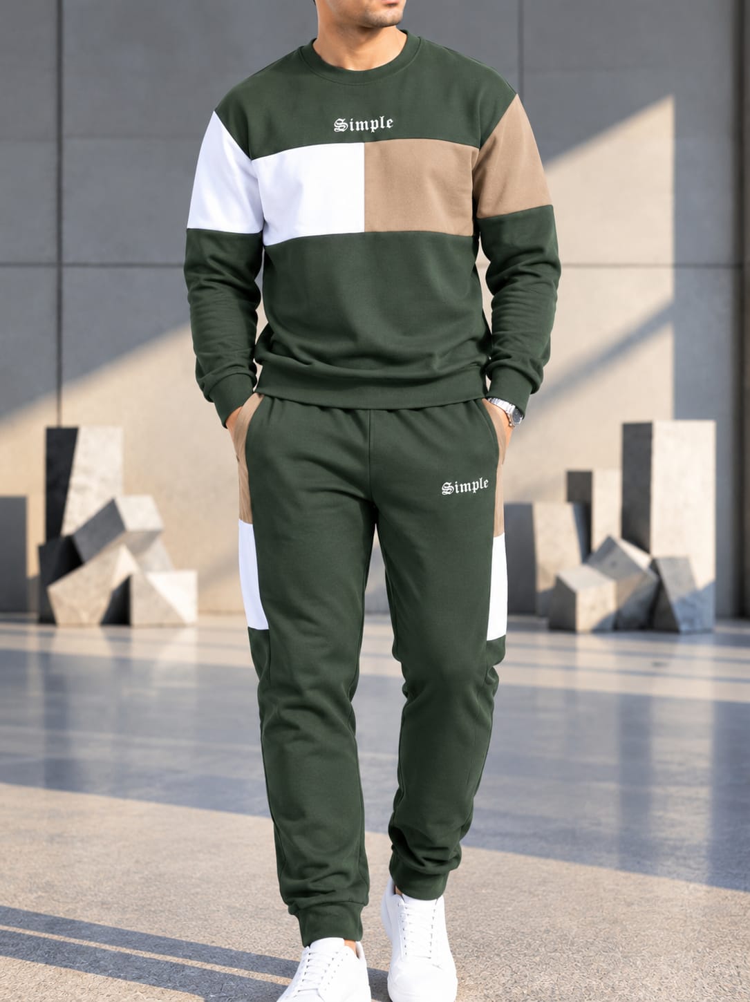 Men's Premium Sweatshirt & Sweatpants Set SS-2Olive